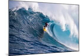 Male Surfer Surfing Wave in Pacific Ocean, Peahi, Hawaii, USA-null-Mounted Photographic Print