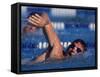 Male Swimmer Competing in a Freestyle Race-null-Framed Stretched Canvas