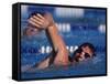 Male Swimmer Competing in a Freestyle Race-null-Framed Stretched Canvas