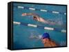 Male Swimmer Competing in Abutterfly Race-null-Framed Stretched Canvas
