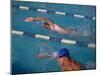 Male Swimmer Competing in Abutterfly Race-null-Mounted Photographic Print