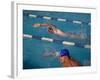 Male Swimmer Competing in Abutterfly Race-null-Framed Photographic Print