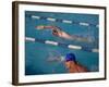 Male Swimmer Competing in Abutterfly Race-null-Framed Photographic Print