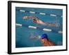 Male Swimmer Competing in Abutterfly Race-null-Framed Photographic Print