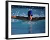 Male Swimmer Competing in Abutterfly Race-null-Framed Photographic Print