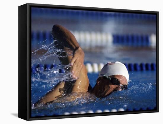 Male Swimmer in Action-null-Framed Stretched Canvas
