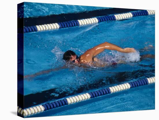 Male Swimmer in Action-null-Stretched Canvas