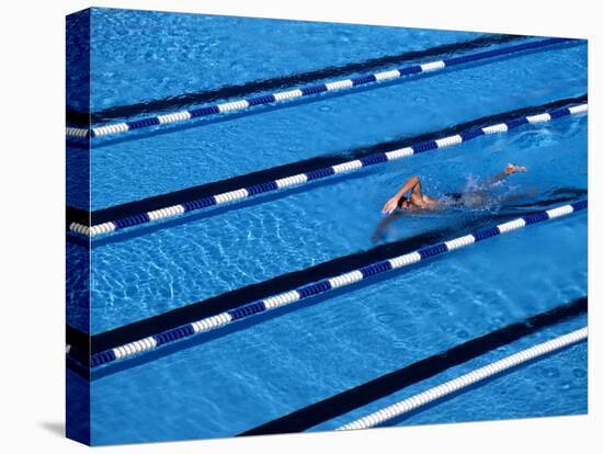 Male Swimmer Training Doing Laps in the Pool-null-Stretched Canvas