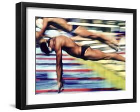 Male Swimmers at the Start of a Race-null-Framed Photographic Print