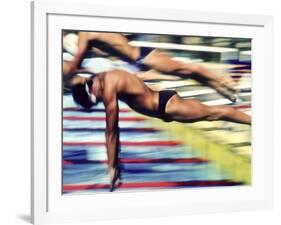 Male Swimmers at the Start of a Race-null-Framed Photographic Print