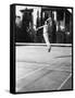 Male Tennis Player Jumping for Shot-null-Framed Stretched Canvas