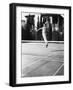 Male Tennis Player Jumping for Shot-null-Framed Photo