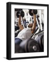 Male Working Out with Weights in a Health Club, Rutland, Vermont, USA-Chris Trotman-Framed Photographic Print