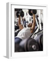 Male Working Out with Weights in a Health Club, Rutland, Vermont, USA-Chris Trotman-Framed Photographic Print