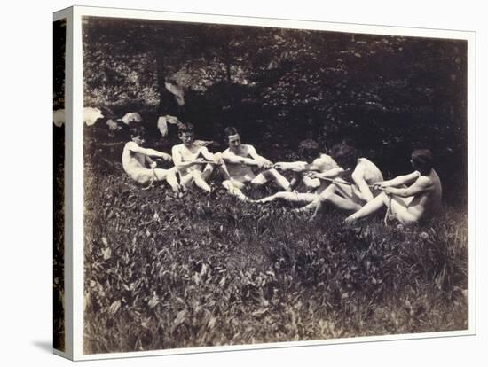 Males Nudes in a Seated Tug-Of-War, C.1883 (Albumen Print)-Thomas Cowperthwait Eakins-Stretched Canvas
