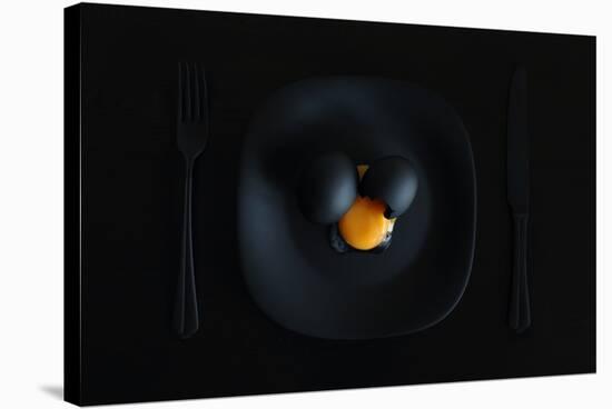 Malevich's breakfast. Or the black square.-Victoria Ivanova-Stretched Canvas