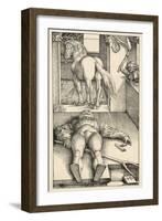 Malevolent Witch Bewitches a Groom in His Stable Before Doing Magic on the Horse-Hans Baldung Grien-Framed Art Print