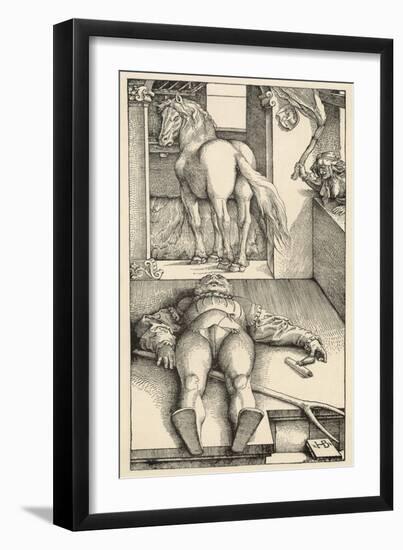 Malevolent Witch Bewitches a Groom in His Stable Before Doing Magic on the Horse-Hans Baldung Grien-Framed Art Print