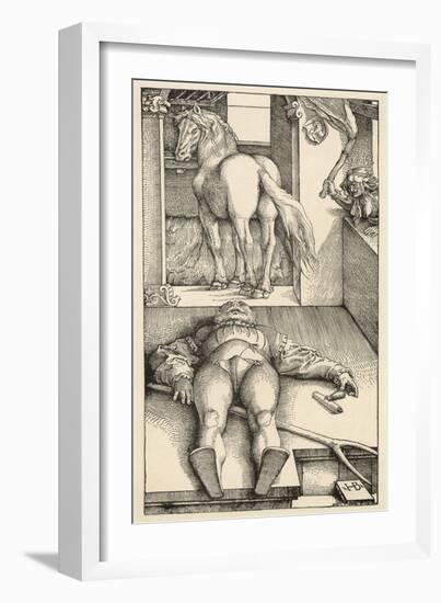 Malevolent Witch Bewitches a Groom in His Stable Before Doing Magic on the Horse-Hans Baldung Grien-Framed Art Print