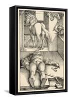 Malevolent Witch Bewitches a Groom in His Stable Before Doing Magic on the Horse-Hans Baldung Grien-Framed Stretched Canvas