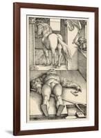 Malevolent Witch Bewitches a Groom in His Stable Before Doing Magic on the Horse-Hans Baldung Grien-Framed Premium Giclee Print