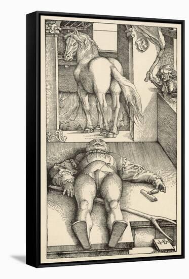 Malevolent Witch Bewitches a Groom in His Stable Before Doing Magic on the Horse-Hans Baldung Grien-Framed Stretched Canvas