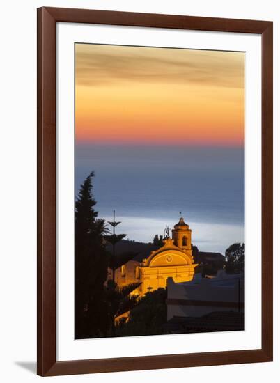 Malfa, church at dusk with sea behind, Sicily, Italy, Mediterranean, Europe-John Miller-Framed Photographic Print