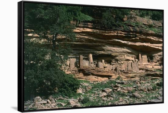 Mali, Mopti Region, Banani, Cliff of Bandiagara, Ancient Tellem Houses Carved in Rock-null-Framed Stretched Canvas