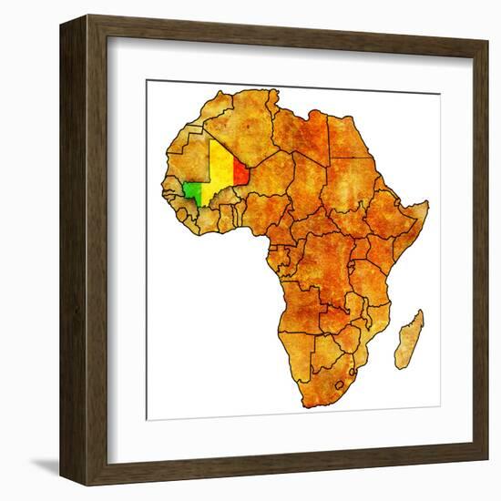 Mali on Actual Map of Africa-michal812-Framed Art Print