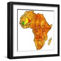 Mali on Actual Map of Africa-michal812-Framed Art Print