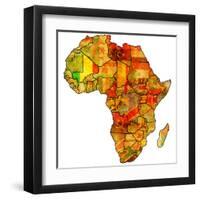 Mali on Actual Map of Africa-michal812-Framed Art Print