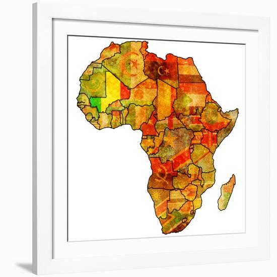 Mali on Actual Map of Africa-michal812-Framed Art Print