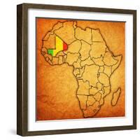 Mali on Actual Map of Africa-michal812-Framed Art Print