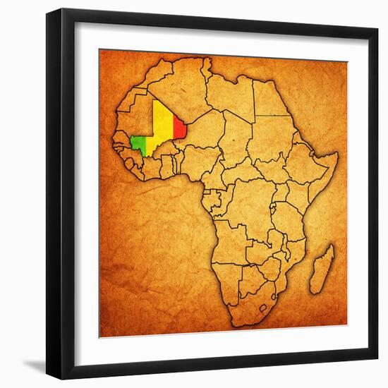 Mali on Actual Map of Africa-michal812-Framed Art Print