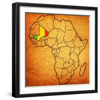 Mali on Actual Map of Africa-michal812-Framed Art Print