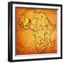 Mali on Actual Map of Africa-michal812-Framed Art Print