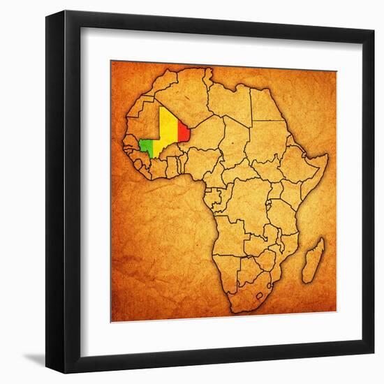 Mali on Actual Map of Africa-michal812-Framed Art Print