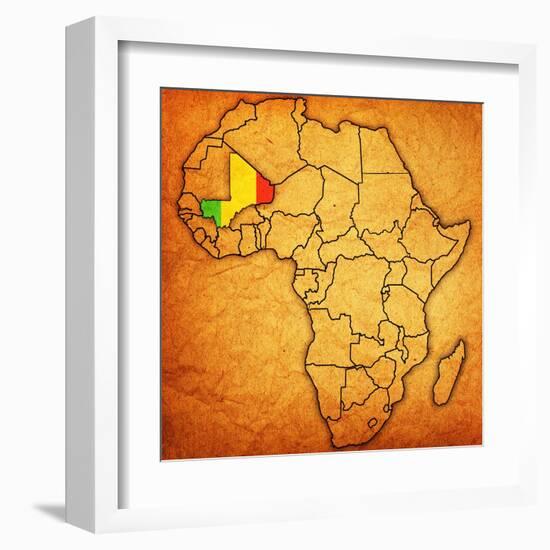 Mali on Actual Map of Africa-michal812-Framed Art Print