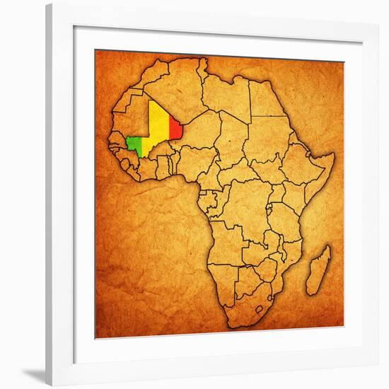 Mali on Actual Map of Africa-michal812-Framed Art Print