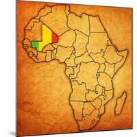 Mali on Actual Map of Africa-michal812-Mounted Art Print