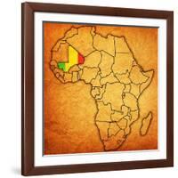 Mali on Actual Map of Africa-michal812-Framed Art Print