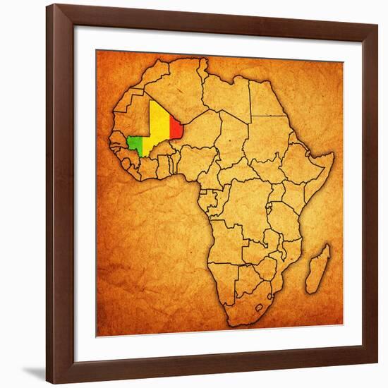 Mali on Actual Map of Africa-michal812-Framed Art Print