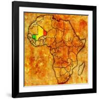 Mali on Actual Map of Africa-michal812-Framed Art Print