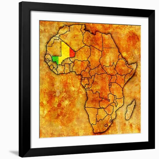 Mali on Actual Map of Africa-michal812-Framed Art Print