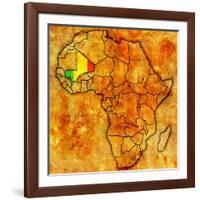 Mali on Actual Map of Africa-michal812-Framed Art Print