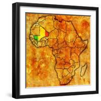 Mali on Actual Map of Africa-michal812-Framed Art Print