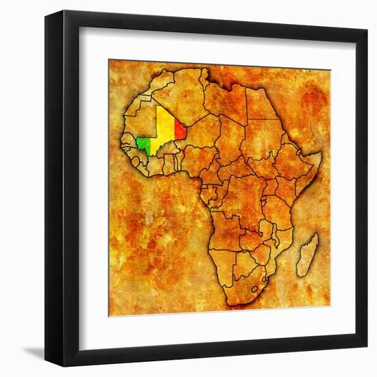 Mali on Actual Map of Africa-michal812-Framed Art Print