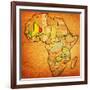 Mali on Actual Map of Africa-michal812-Framed Art Print