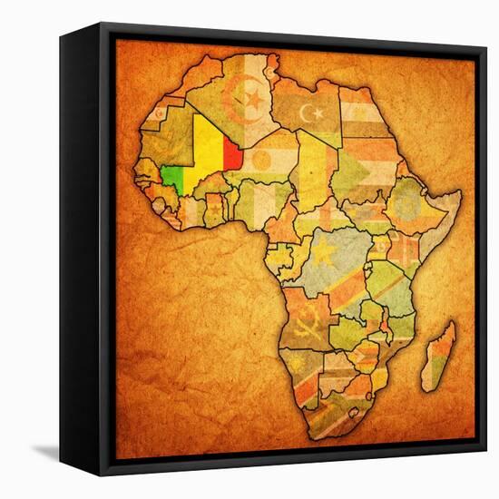 Mali on Actual Map of Africa-michal812-Framed Stretched Canvas