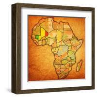 Mali on Actual Map of Africa-michal812-Framed Art Print